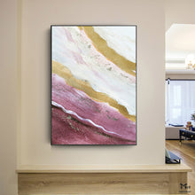 Load image into Gallery viewer, Gold Leaf Painting Pink and Purple Acrylic Painting For Living Room Ap102
