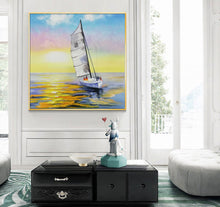 Load image into Gallery viewer, Sailing Boat Landscape Painting on Canvas Original Nautical Painting Cp026
