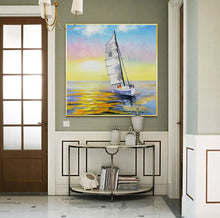 Load image into Gallery viewer, Sailing Boat Landscape Painting on Canvas Original Nautical Painting Cp026
