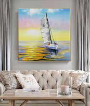 Load image into Gallery viewer, Sailing Boat Landscape Painting on Canvas Original Nautical Painting Cp026
