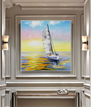 Load image into Gallery viewer, Sailing Boat Landscape Painting on Canvas Original Nautical Painting Cp026
