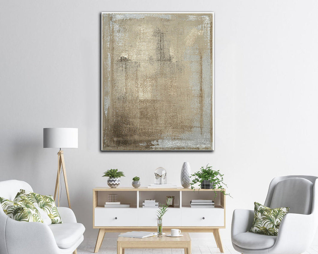 Beige Abstract Oil Paintings On Canvas Original Art Work For Living Room Bp064