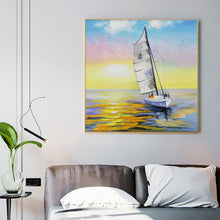 Load image into Gallery viewer, Sailing Boat Landscape Painting on Canvas Original Nautical Painting Cp026
