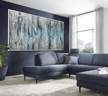 Load image into Gallery viewer, Extra Large Textured panoramic Silver Leaf White Abstract Painting Ap044
