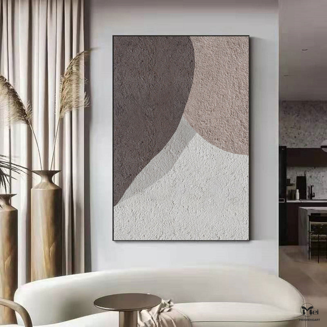 Contemporary Oil Painting Beige Brown Abstract Painting For Living Room Ap108