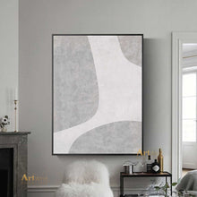 Load image into Gallery viewer, Gray And White Art Minimalist Painting Textured Acrylic Canvas Art Dp056

