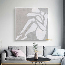 Load image into Gallery viewer, Nude Art Gray And White Art Abstract Painting Dp058
