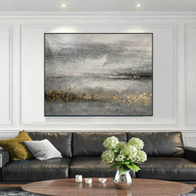 Load image into Gallery viewer, Black Gray Gold Modern Wall Art Abstract Painting Yp003
