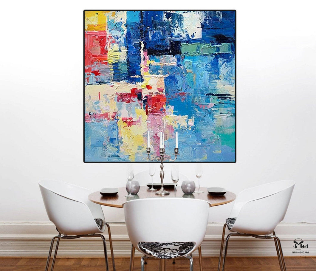 Colorful Abstract Painting Blue Painting Texture Art Kp001