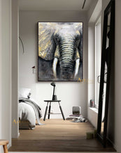 Load image into Gallery viewer, Oversized Gold And Gry Elephant Canvas Art Gold Leaf Art Dp044
