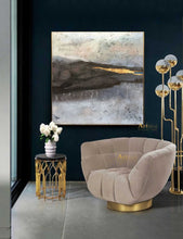 Load image into Gallery viewer, Large Gray Painting Gold Abstract Canvas Art Gold Leaf Painting Home Decor Dp043
