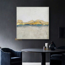 Load image into Gallery viewer, GOLD White and Gray Canvas Art Modern Painting Gold Leaf Art Dp076
