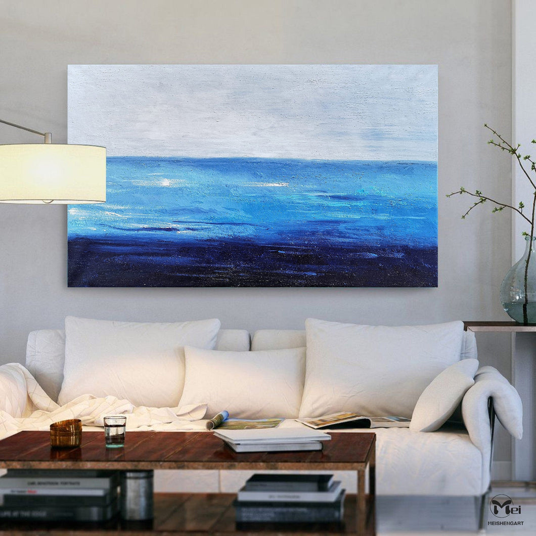 Blue Ocean Canvas Painting Bright Wall Painting Ap124