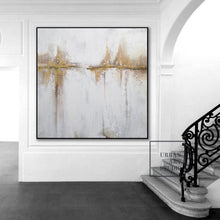 Load image into Gallery viewer, Beige Painting Gold Painting on Canvas Wall Art Office Decor Bp080
