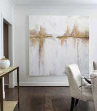 Load image into Gallery viewer, Beige Painting Gold Painting on Canvas Wall Art Office Decor Bp080
