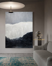 Load image into Gallery viewer, Black And White Minimalist Canvas Art Grey Abstract Painting Ap024
