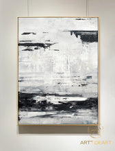 Load image into Gallery viewer, Black White Painting Sea Landscape Painting Grey White Art Ap038
