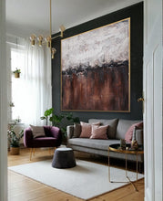 Load image into Gallery viewer, Brown And White Abstract Painting Oversized Artwork for Living Room Ap095
