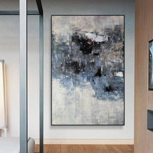 Load image into Gallery viewer, Gray Blue White Abstract Painting Contemporary Wall Art Op100
