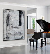 Load image into Gallery viewer, Oversize Minimalist Acrylic Painting on Canvas Black and White Ap043
