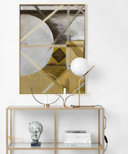 Load image into Gallery viewer, Yellow Gold Leaf Painting Grey And White Art Geometric Art Dp042
