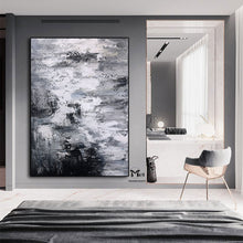 Load image into Gallery viewer, Black And White Abstract Painting 3D Texture Artwork For Living Room Ap112
