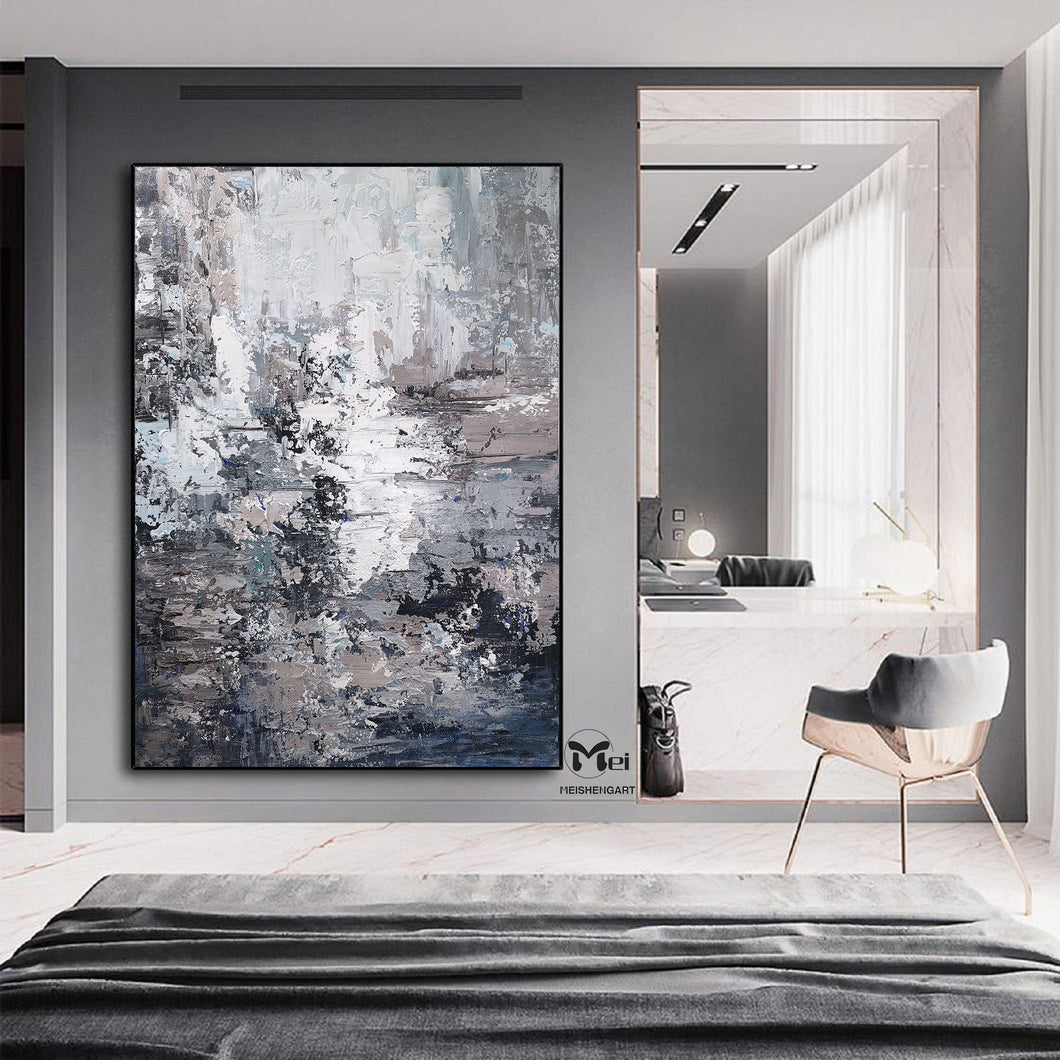 Black and Grey Wall Art Original Textured Painting Living Room Ap106