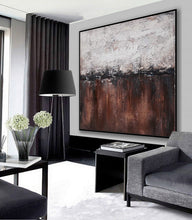 Load image into Gallery viewer, Brown And White Abstract Painting Oversized Artwork for Living Room Ap095
