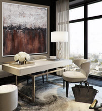 Load image into Gallery viewer, Brown And White Abstract Painting Oversized Artwork for Living Room Ap095
