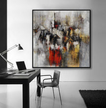 Load image into Gallery viewer, White Gray Red Texture Abstract Painting on Canvas Ap086
