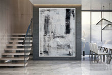 Load image into Gallery viewer, Oversize Minimalist Acrylic Painting on Canvas Black and White Ap043
