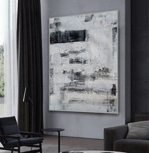 Load image into Gallery viewer, Black and White Oversize Minimalist Acrylic Painting on Canvas Ap100

