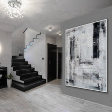 Load image into Gallery viewer, Oversize Minimalist Acrylic Painting on Canvas Black and White Ap043
