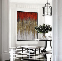 Load image into Gallery viewer, Red Gold Artwork Textured Abstract Painting Canvas Wall Art Ap098

